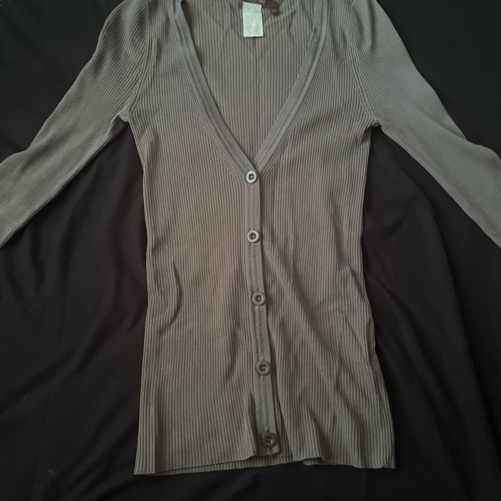BCBGMaxAzria Ribbed V-Neck Button Cardigan - Picture 5 of 5